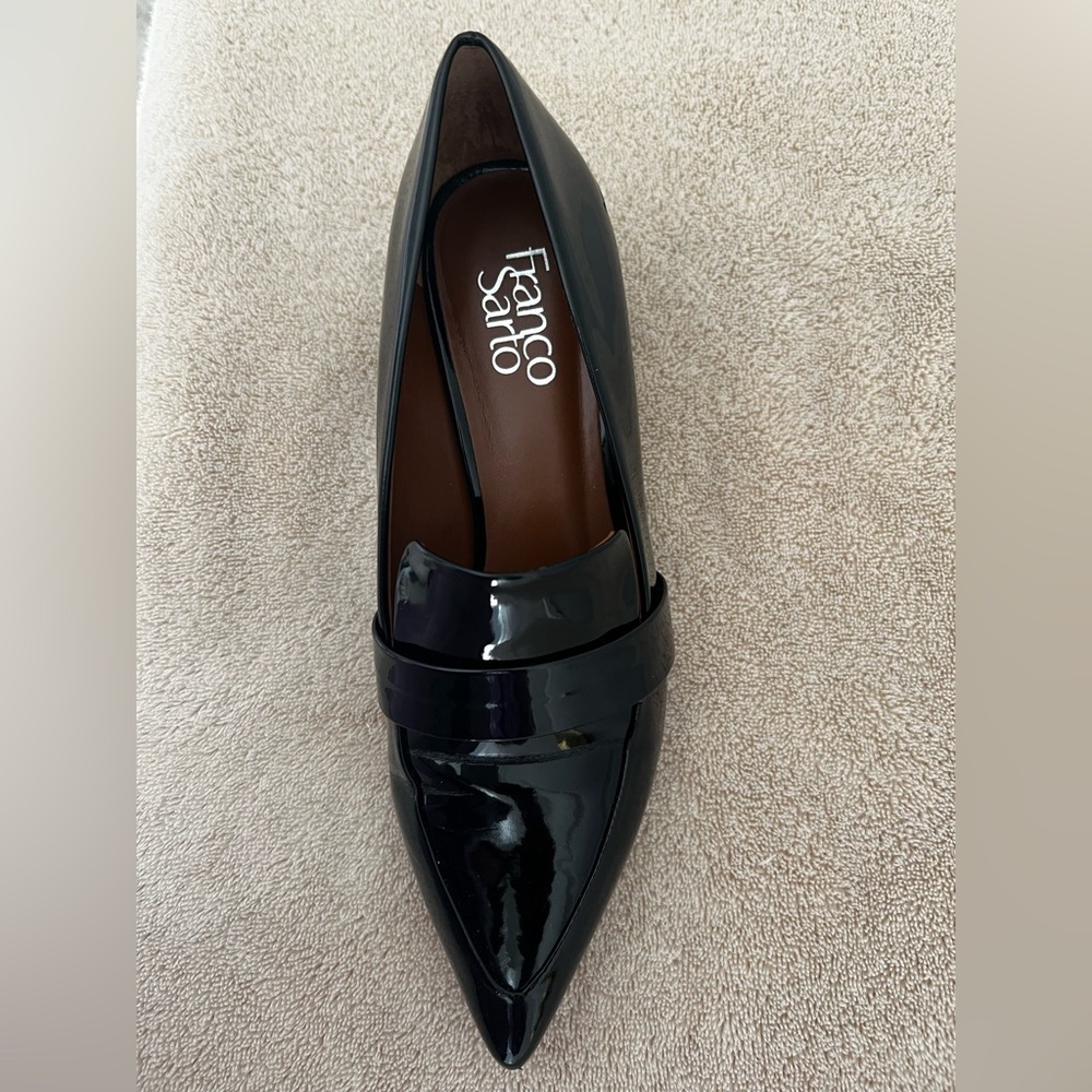 Franco Sarto Women's Glossy Black Block Heels